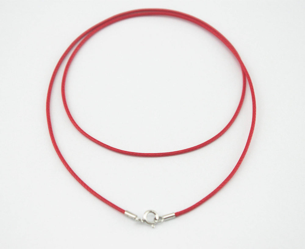 Red Silk Braided Rope Chain 925 Silver Plated Clasp Leather Cord Chain Necklace Rope (1.0 mm, 20 Inches)
