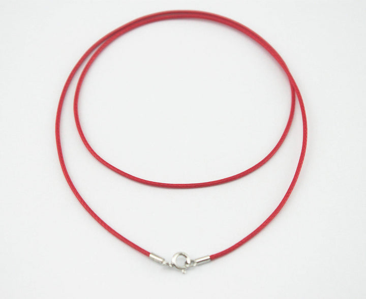 Red Silk Braided Rope Chain 925 Silver Plated Clasp Leather Cord Chain Necklace Rope (1.0 mm, 20 Inches)