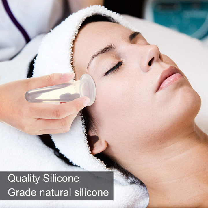 Silicone Facial Cupping Set, Vacuum Massage Cup Kit for Body, Face, Neck, Back, and Eye, 6 Cups and Exfoliating Brush