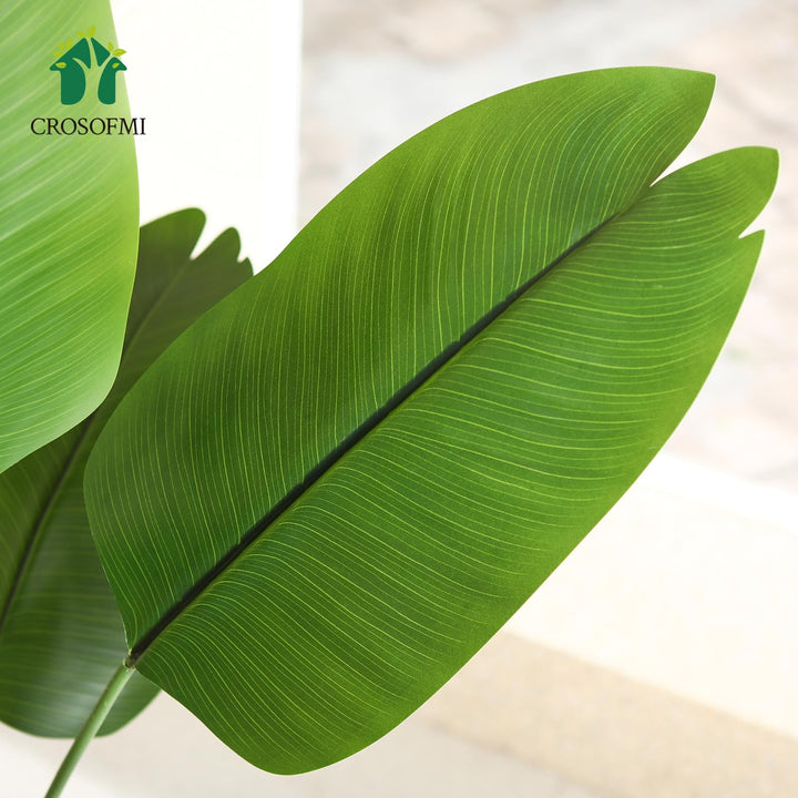 Artificial Bird of Paradise Plant 4 Feet Fake Tropical Palm Tree with 8 Leaves,Perfect Faux Plants in Pot for Indoor Outdoor House Home Office Garden Modern Decoration Housewarming Gift