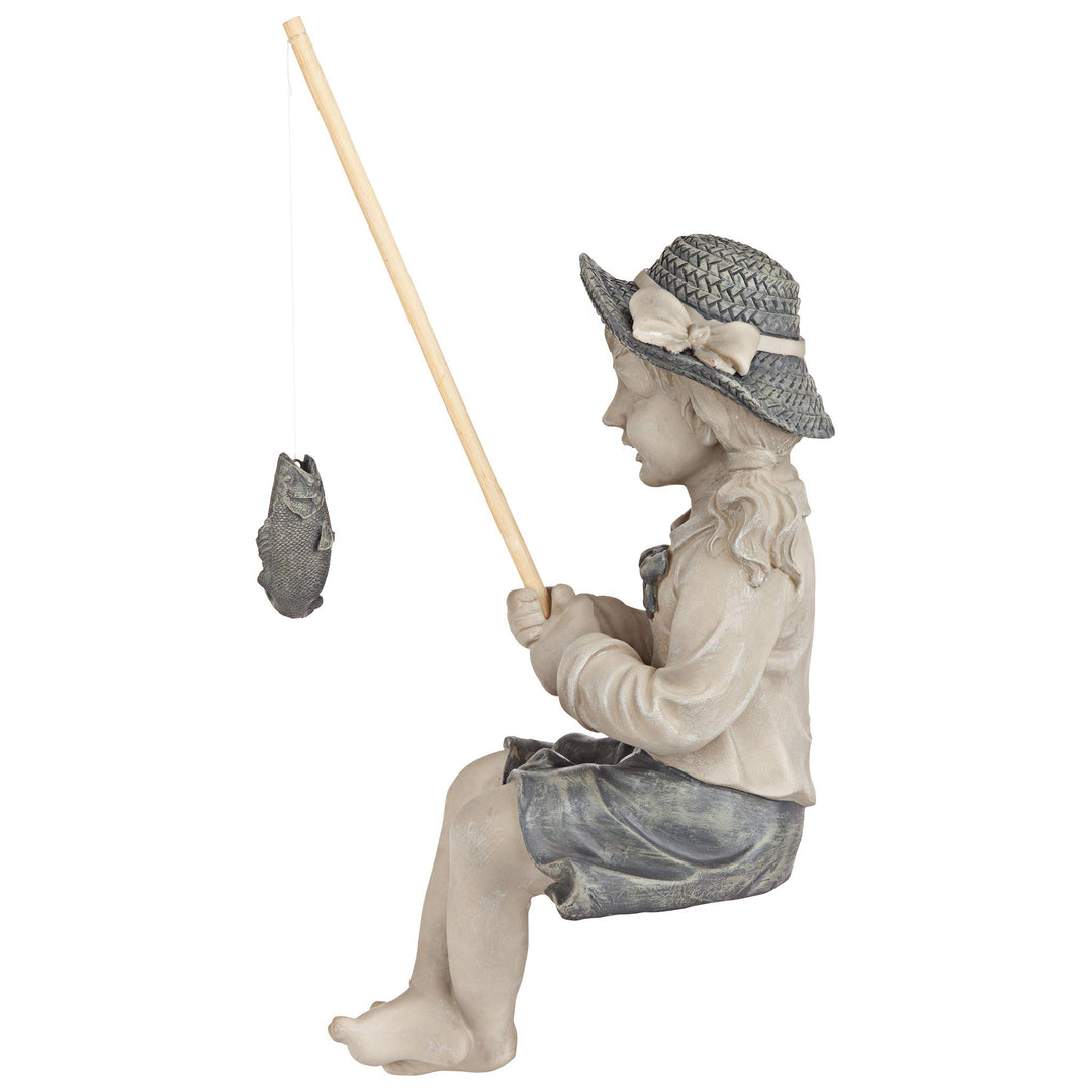 AL18606 Nellie’s Big Catch Fisherwoman Handcast Polyresin Statue, Medium, Two Tone Stone