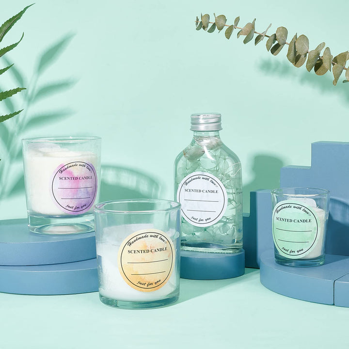 2 Inch Candle Stickers, 500pcs Waterproof Scented Candle Labels 4 Colors Handmade Candle Jar Stickers Self Adheisive Candle Labels for Candle Tins, Candle Boxes Packaging