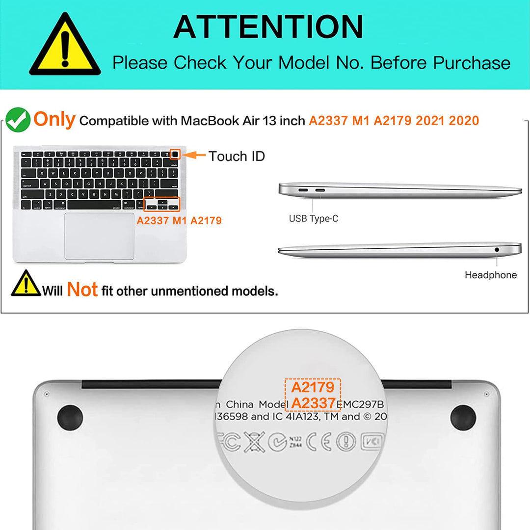 Keyboard Cover Only Compatible with MacBook Air 13 inch 2022 2021 2020 Release A2337 M1 A2179 Backlit Magic Keyboard with Retina Display & Touch ID, Silicone Skin, Mac OS X Shortcut, White