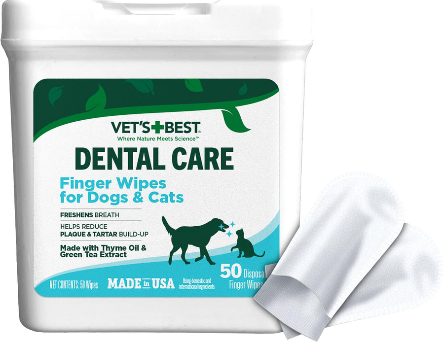 Dental Care Finger Wipes for Dogs, Plaque & Tartar Remover For Teeth, Dog Dental Care Freshens Breath, Teeth Cleaning Finger Wipes for Dogs & Cats, Dog Wipes, Pet Wipes For Cats, 50 Count