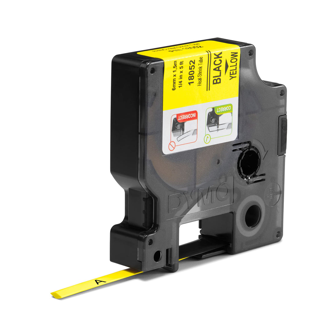 Rhino Industrial Heat-Shrink Labels, 1/4 Tube, Black Print on Yellow