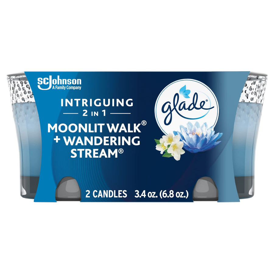 2in1 Jar Candle Air Freshener, Moonlit Walk and Wandering Stream, 2 count, 6.8 Ounce