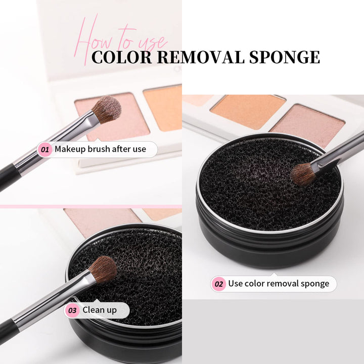 Makeup Brush Cleaner Makeup Brushes Solid Soap Cleanser with Color Removal Sponge Brush Cleaning Mat, Silicone Makeup Cleaning Cosmetic Cleaner Blenders Shampoo Removes Shadow Color
