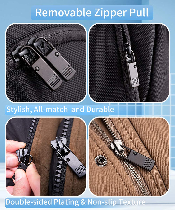 Zipper Pull, Universal Zipper Pull Replacement Kit, Removable Zipper Pulls Tab Replacement (20 Pcs), Black Zipper Pulls for Jackets, Luggage, Backpacks, Purses, Boots, Pants, Tents, (3 Styles 4 Sizes)