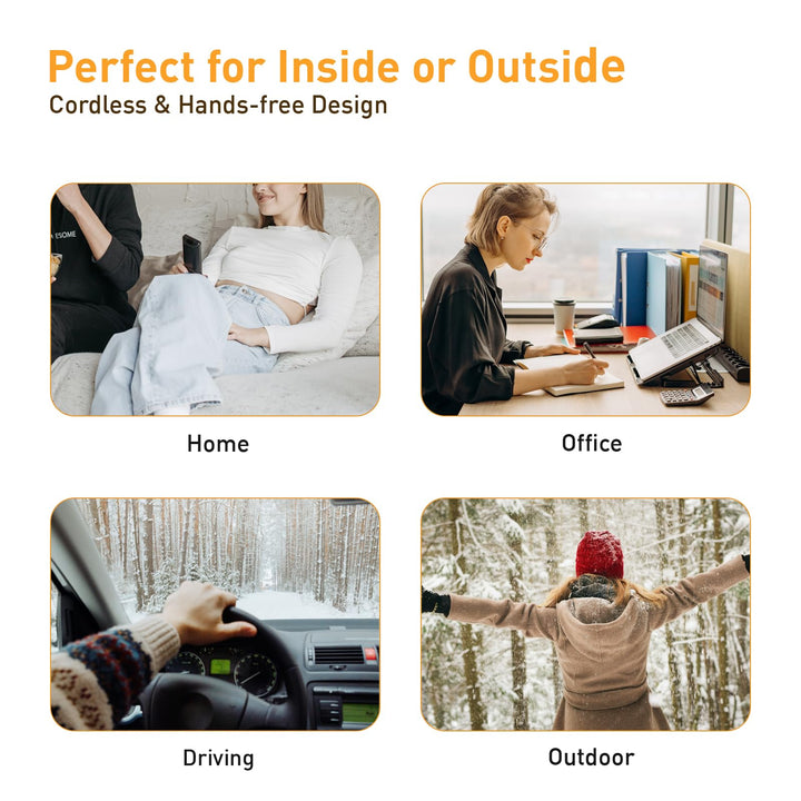 Portable Heating Pad, Cordless and Rechargeable Heating Pad with 10000mAh Battery, 3 Heat Settings, Fast Heating and Adjustable Strap for Back Pain, Cramps, Neck and Shoulders