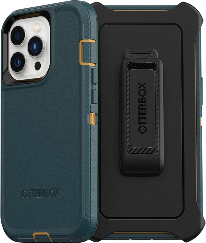 iPhone 13 Pro (ONLY) Defender Series Case - Hunter Green, Rugged & Durable, with Port Protection, Includes Holster Clip Kickstand