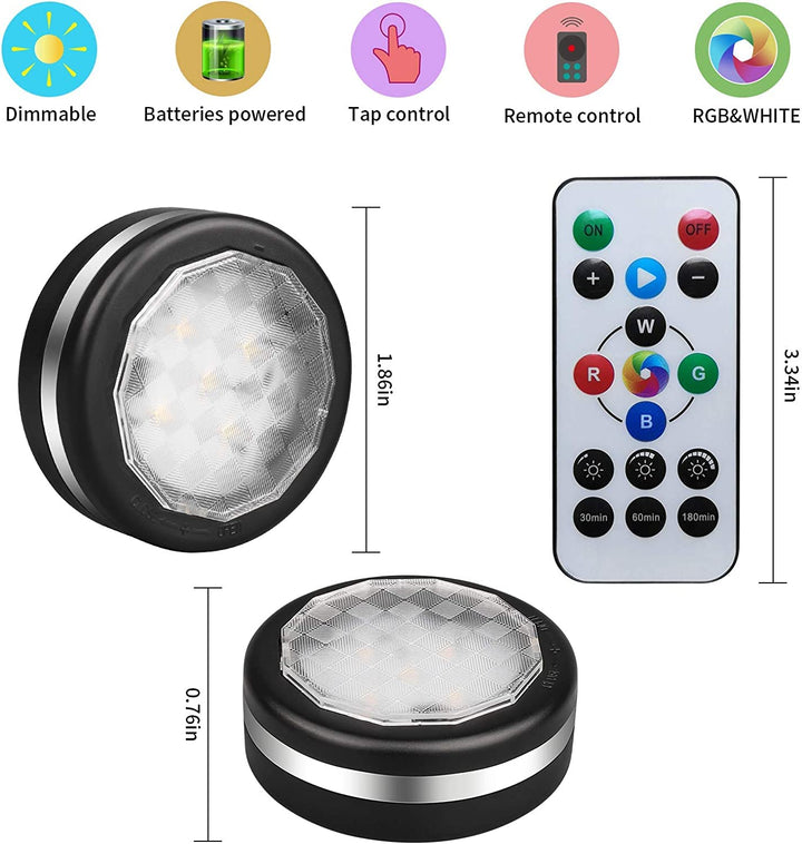Puck Lights with Remote,Battery Operated Lights for Christmas, Halloween Pumpkin,16 Colors Changeable LED Stick on Lights Closet Lights Under Counter Lights for Kitchen (6 Pack)