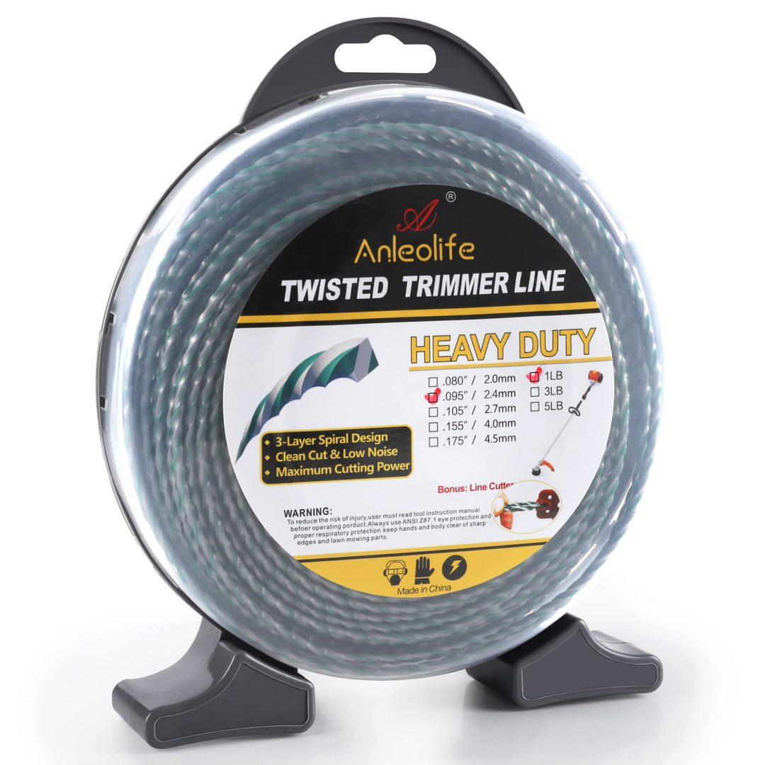 1-Pound Heavy Duty Twisted .095-inch-by-393-ft Dual Core String Spiral Trimmer Line Donut,with Bonus Line Cutter