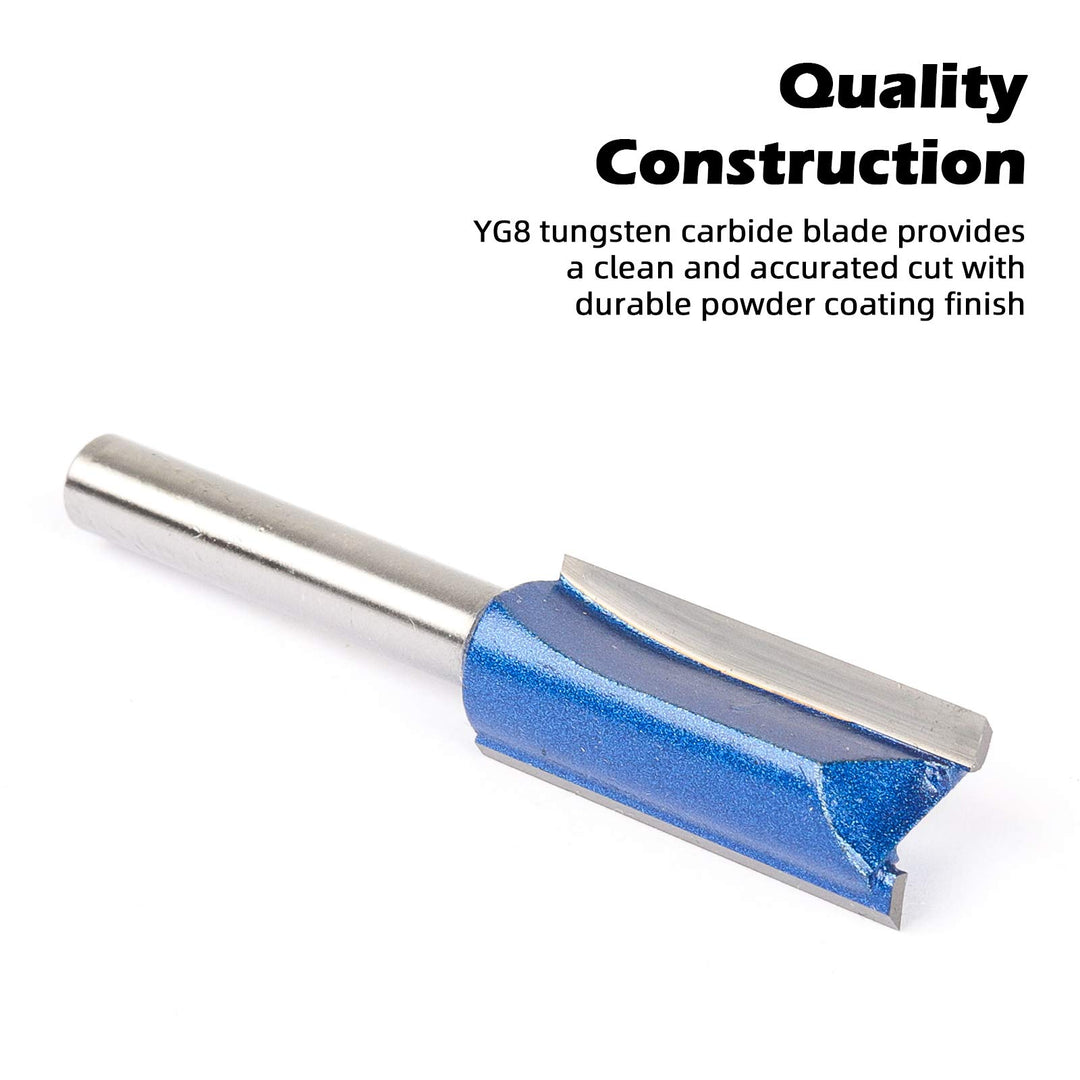 Plus Double Flute Straight Router Bit Set, 1/4 Inch Shank. Cutting Diameter in 1/4”, 5/16”, 3/8”, 1/2”. with updated Kowood C3 Carbide. Great for create groove, dado or hollow