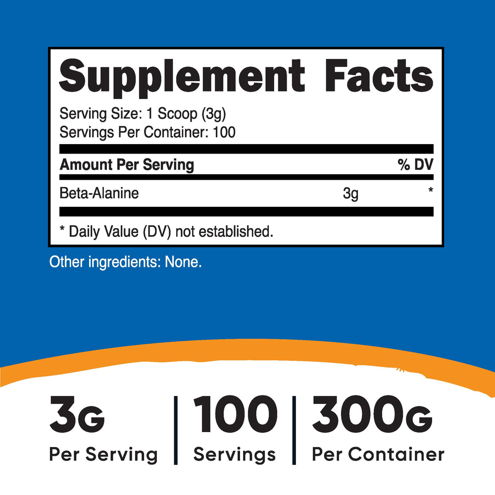 Beta Alanine Powder 300 Grams (10.7oz) - 3 Grams Per Serving