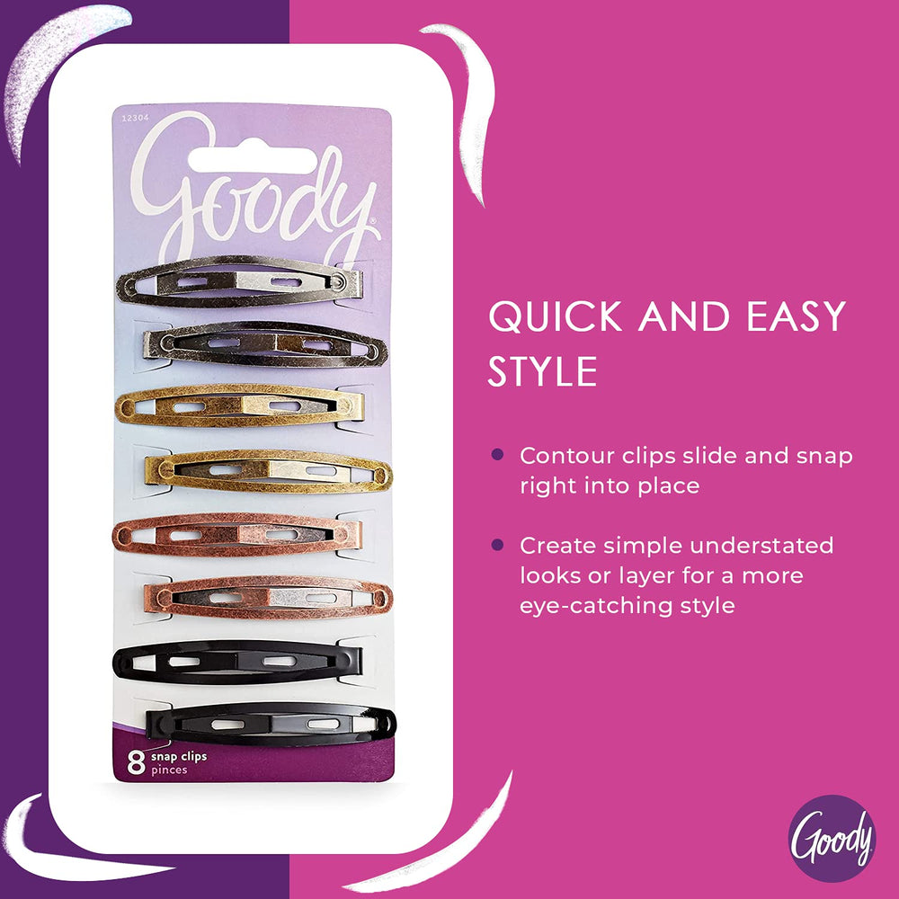 Goody Women's Classics Oval Metal Contour Clip, 8 Count