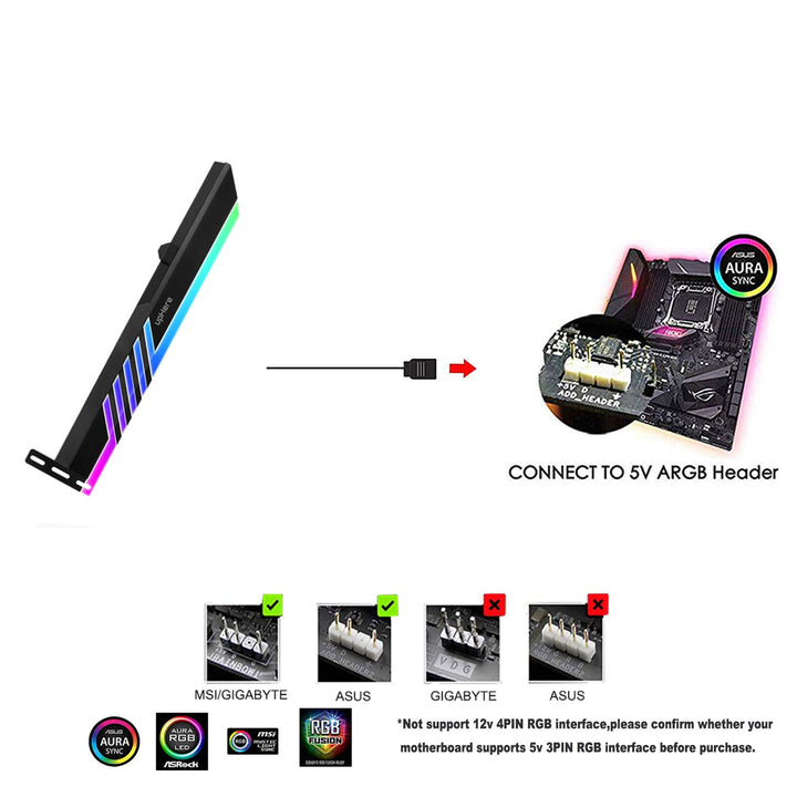 5V 3-pin Addressable RGB Graphics Card GPU Brace Support Holder,Support Video Card Sag Holder/Holster Bracket-GL28ARGB