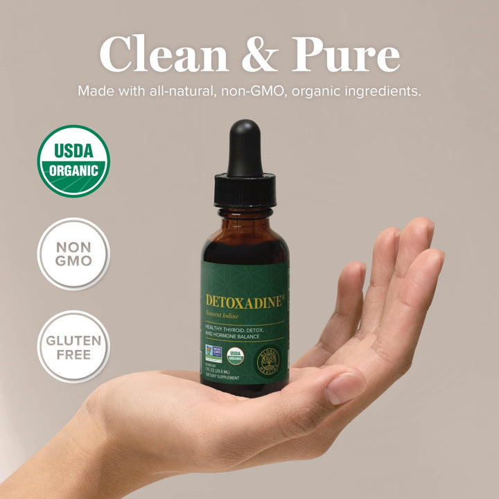 - Detoxadine - Organic Nascent Liquid Iodine Supplement Drops for Thyroid Support, Detox Cleanse, and Metabolism - Non-GMO, Vegan, 200 Servings Iodine Drops (1 Oz)