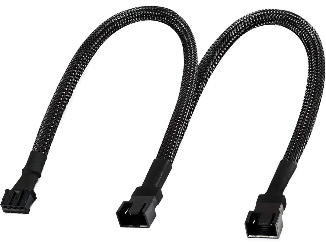 Micro 4 Pin PWM GPU Dual Fan Splitter Adapter Cable Black Sleeved for Graphics Cards 12 Inches