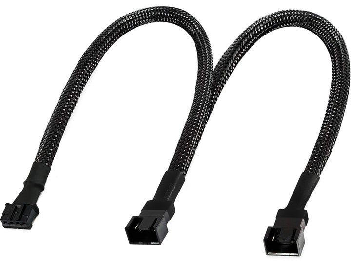 Micro 4 Pin PWM GPU Dual Fan Splitter Adapter Cable Black Sleeved for Graphics Cards 12 Inches