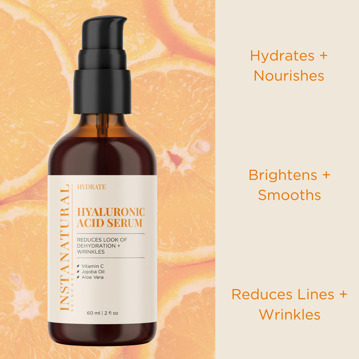 Hyaluronic Acid Serum - Anti Aging Serum for Face - Reduces Wrinkles, Fine Lines & More - For Youthful & Radiant Skin - With Vitamin C Serum and More - 2 OZ