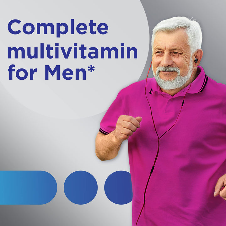 Silver Multivitamin for Men 50 Plus, Multivitamin/Multimineral Supplement with Vitamin D3, B Vitamins and Zinc, Gluten Free, Non-GMO Ingredients - 200 Count