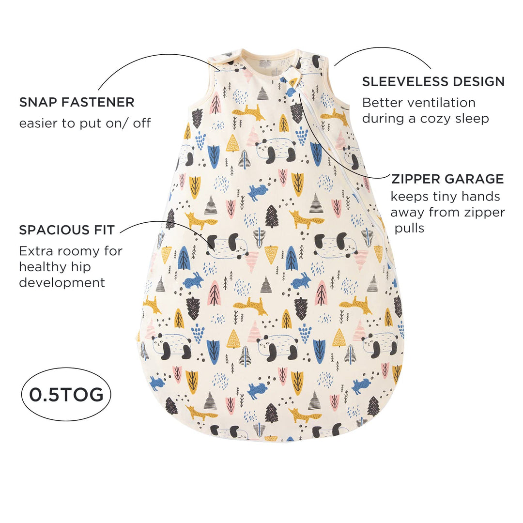Unisex Baby Sleep Sack, 0.5 TOG 100% Cotton Baby Sleeping Bag, Wearable Blanket Baby, 2-Way Zipper Sleeping Bag Sack for Toddler Baby Girl Boy