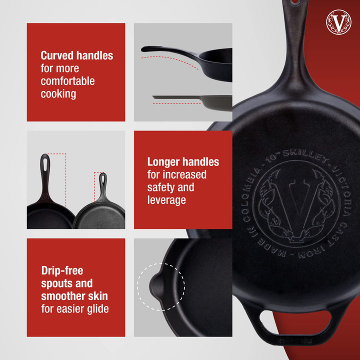Cast Iron Skillet Large Frying Pan with Helper Handle Seasoned with 100% Kosher Certified Non-GMO Flaxseed Oil, 12 Inch, Black
