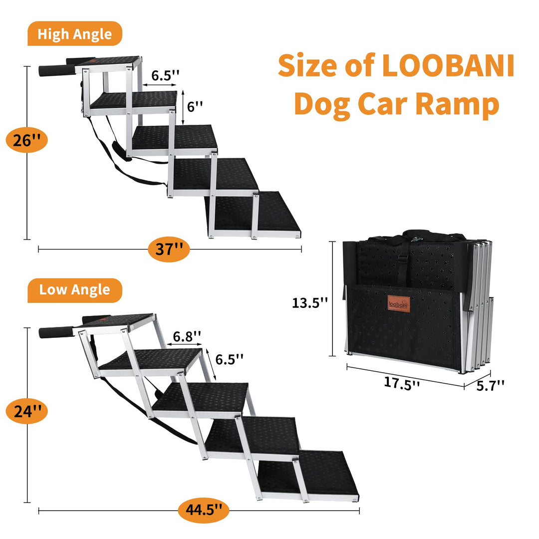 Portable Folding Car Ramp With Increased Nonslip Surface, Support up to 200lbs, Lightweight Pet Stairs Help Your Senior Large Dog Easy Get In & Out of SUV,Truck