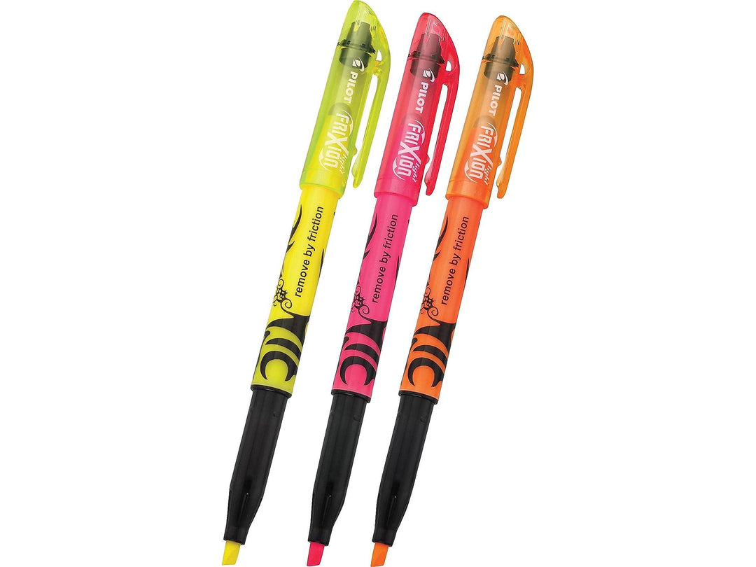, FriXion Light Erasable Highlighters, Chisel Tip, Pack of 3, Assorted Colors