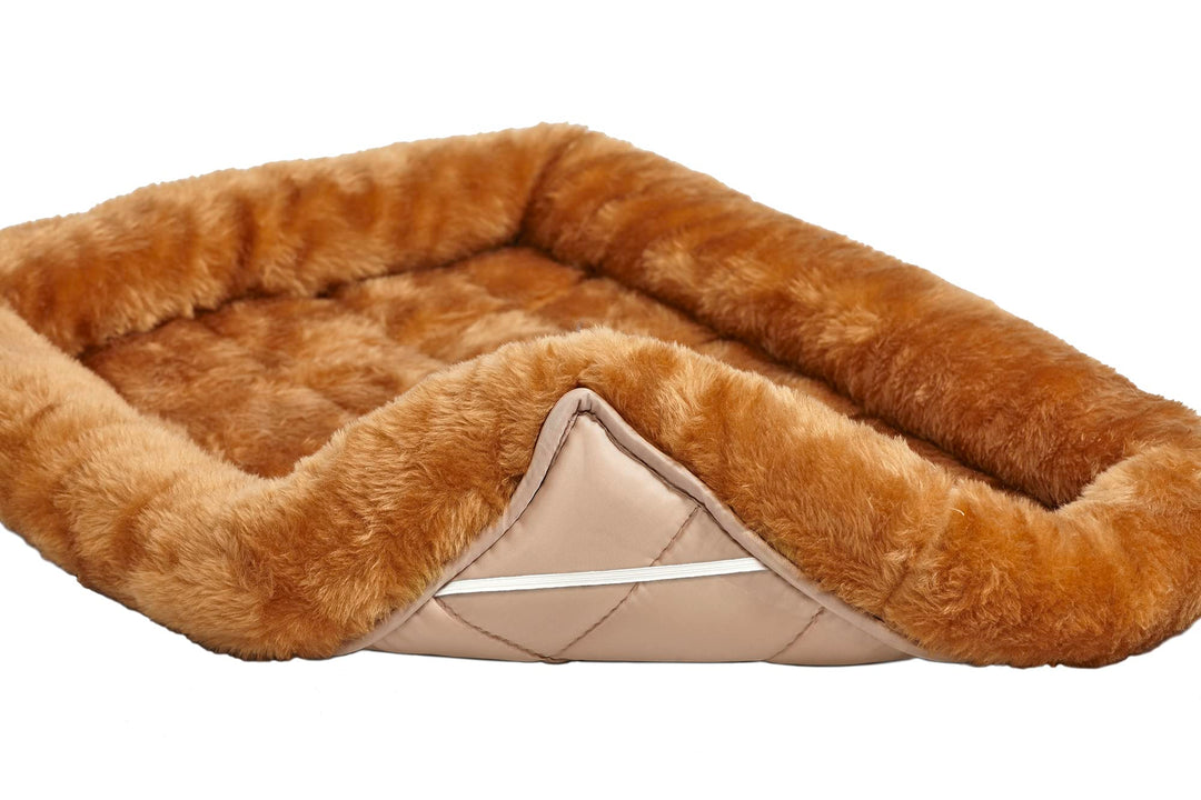 Bolster Dog Bed 42L-Inch Cinnamon Dog Bed w/Comfortable Bolster | Ideal for Large Dog Breeds & Fits a 42-Inch Dog Crate | Easy Maintenance Machine Wash & Dry