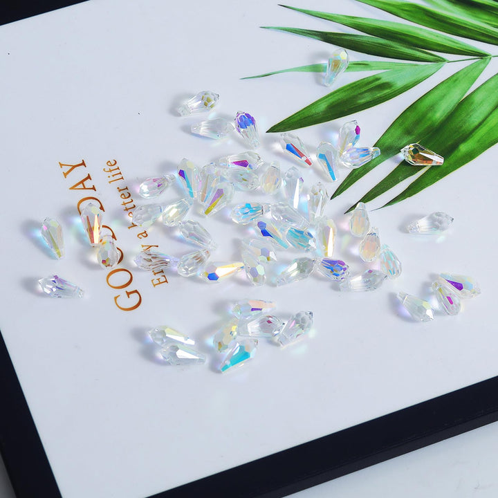 72pcs AB Teardrop Crystal Beads - 7x14mm Waterdrop Faceted Glass Beads for Jewelry Making, Earrings, Necklaces, Bracelets