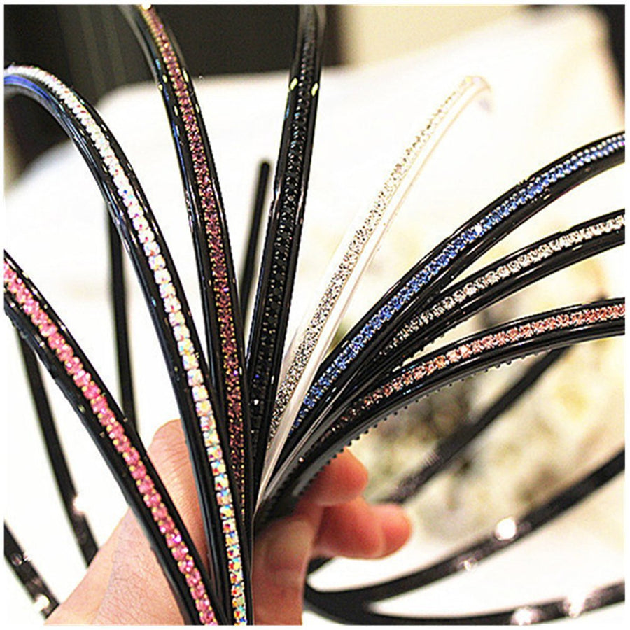 Casualfashion 6Pcs Bling Bling 1 Rows Crystal Rhinestone Headband for Women Girls Thin Hair Hoop Fashion