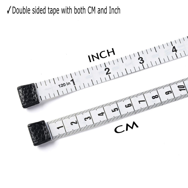 3m/120 Tape Measure Body Measuring Tape for Body Cloth Tape Measure for Sewing Fabric Tailors Medical Measurements Tape Dual Sided Leather Tape Measure Retractable (Black, 1 Pack)