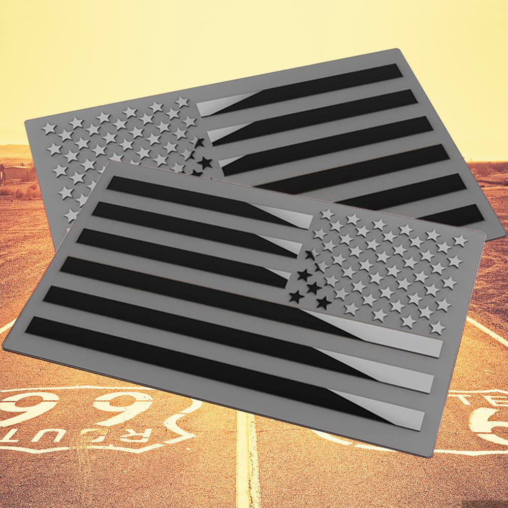 Metal American Flag Emblem Decal,Black American Flag Decal,for Car, Truck or SUV,5x3(Matte Black 1 Pair)