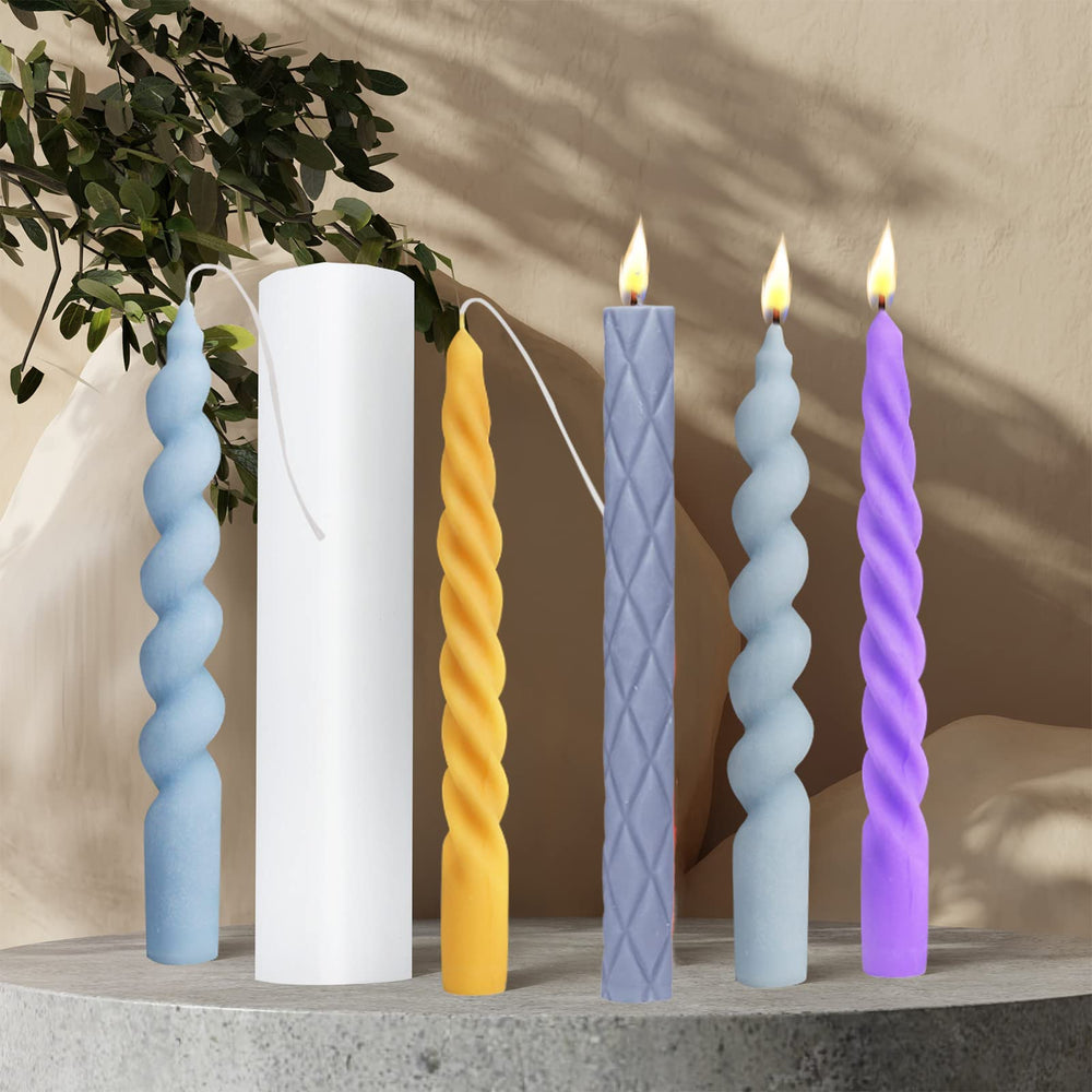 Spiral Taper Candle Mold 3D Twisted Long Taper Candlestick Silicone Mold Pillar Candle Making Mold Aromatherapy Epoxy Resin Mold