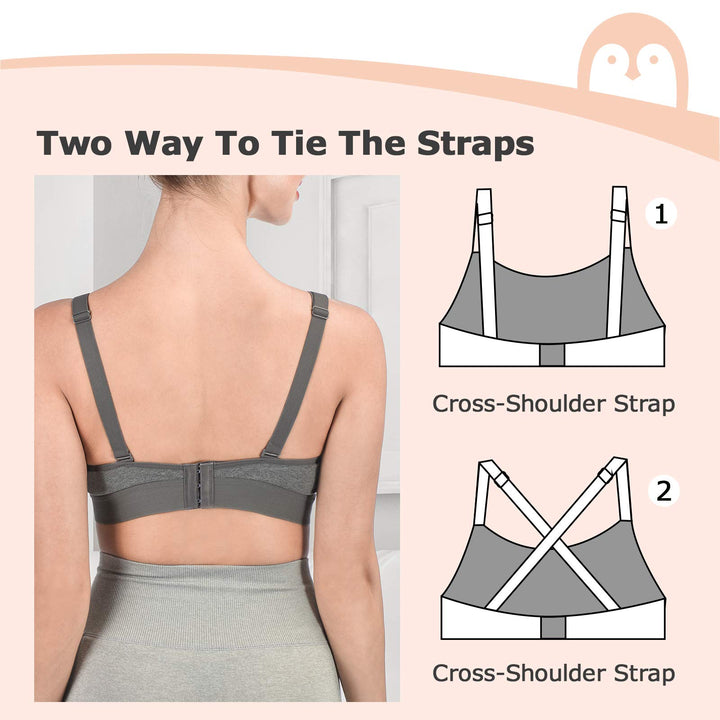 Pumping Bra, Pumping Bra Hands Free 2 Pack Comfortable All Day Wear Pumping and Nursing Bra in One Holding Breast Pump for Spectra, Lansinoh, Medela