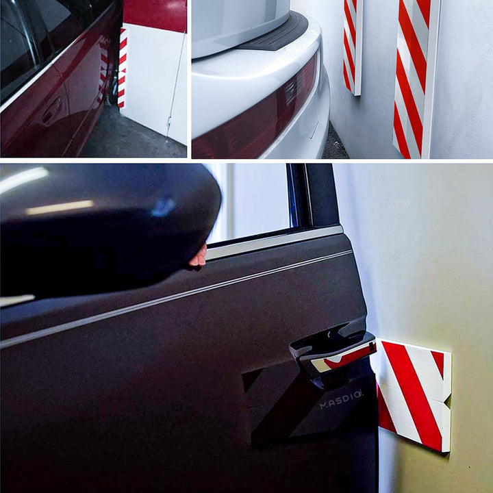 GWP05 Garage Wall Protector Foam Wall Corner Guard for Parking Garages - Reflective Wall Edge Protector - Wall Corner Edge and Bumpers Guards (2-Pack(White Red))