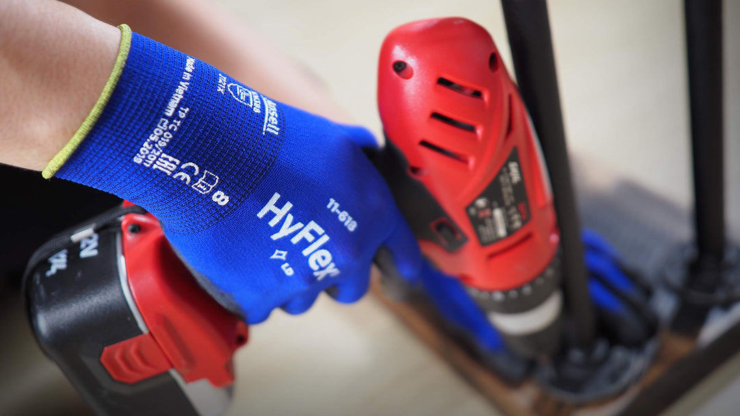 HyFlex 11-618 Nylon Light Duty Multi-Purpose Glove with Knitwrist, Abrasion/Cut Resistant, Size 8, Blue (Pack of 12 Pair)