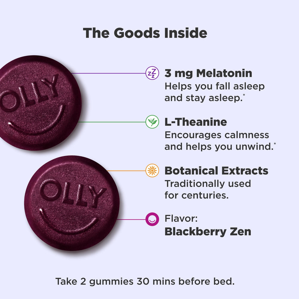 Restful Sleep Gummy Supplements, Blackberry Zen, 50 Count