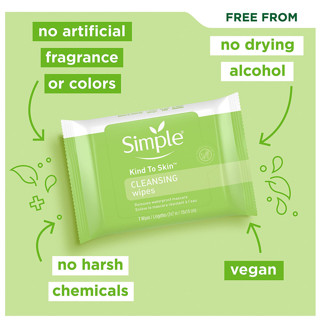 Simple Cleansing Facial Wipes, Kind to Skin 7 ct