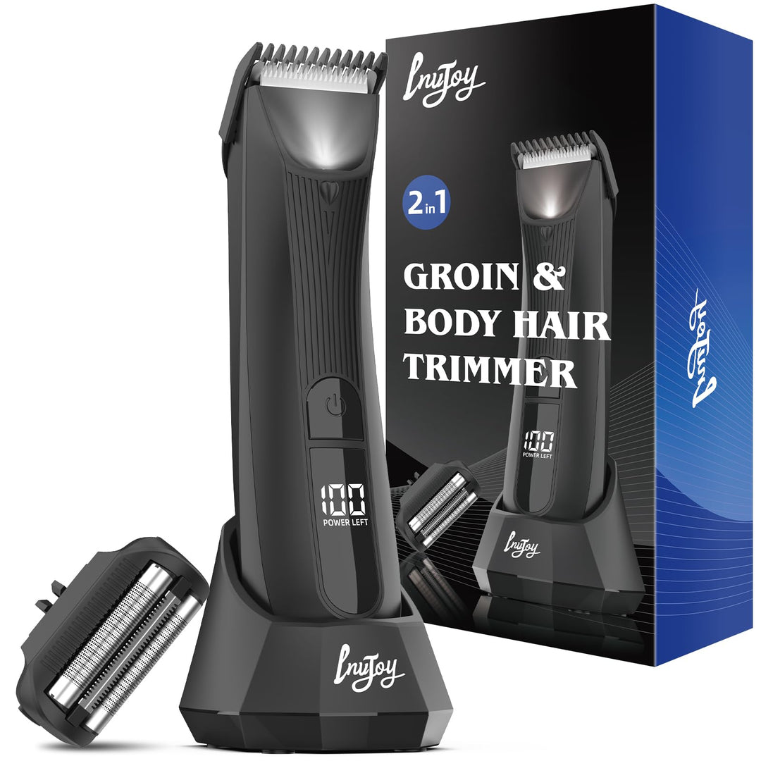 Manscape Ball Trimmer Shavers - No Nicks, Pubic &Body Hair Trimmer for Men w/Dual-Head Trimmer&Foil Blades, Waterproof Body Groomer Kit w/Light, Electric Razor for Groin Back Chest Pube Armpit