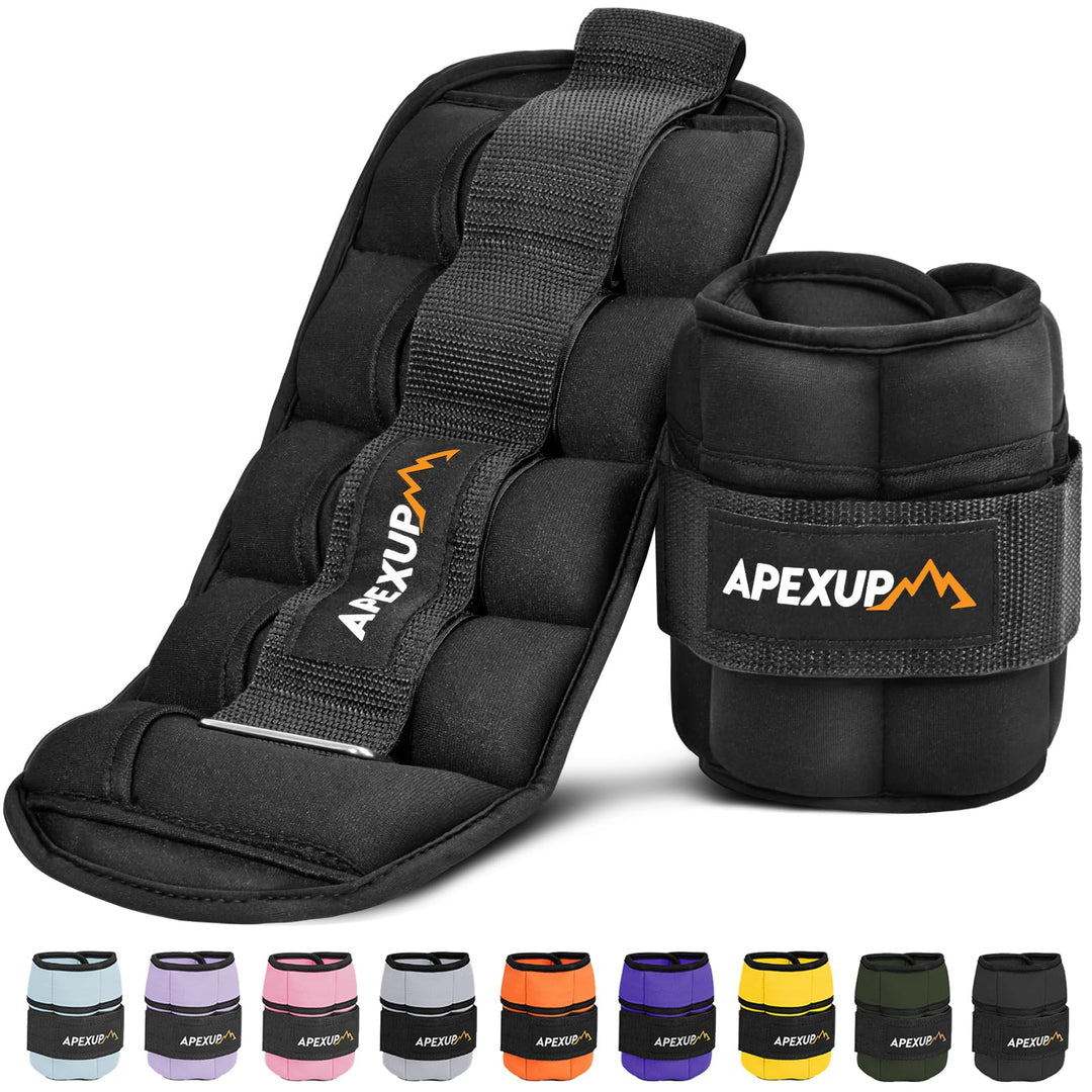 10lbs/Pair Adjustable Ankle Weights for Women and Men, Modularized Leg Weight Straps for Yoga, Walking, Running, Aerobics, Gym (Black)