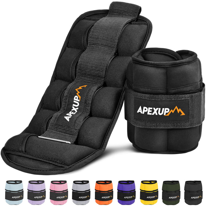 10lbs/Pair Adjustable Ankle Weights for Women and Men, Modularized Leg Weight Straps for Yoga, Walking, Running, Aerobics, Gym (Black)