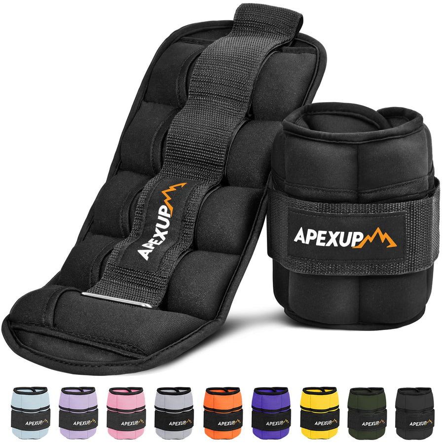 10lbs/Pair Adjustable Ankle Weights for Women and Men, Modularized Leg Weight Straps for Yoga, Walking, Running, Aerobics, Gym (Black)