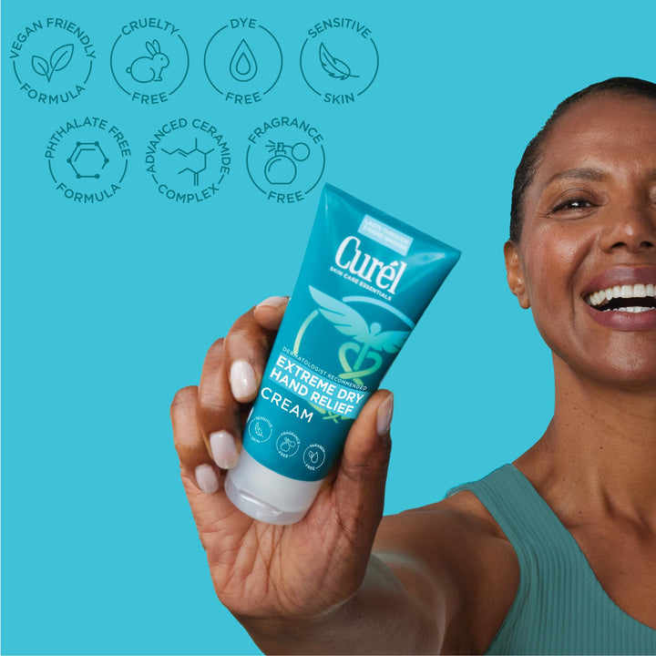 Curél Extreme Dry Hand Dryness Relief, Travel Size Hand Cream, Easily Absorbed Hand Cream for Long-Lasting Relief after Washing Hands, with Eucalyptus Extract, 3 Ounces