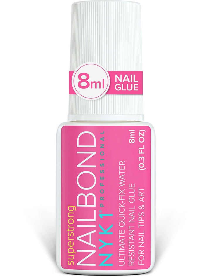 Super Strong Nail Glue for Press On Nails, Nail Tips & Acrylic Nails (8ml) Nail Bond Brush On Nail Glue for Press Ons, Long Lasting Nail Glue for Acrylic Nails Fake Nails Tips Nail Glue