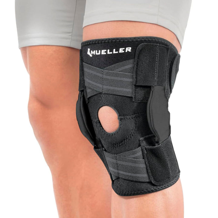 Sports Medicine Self Adjusting Hinged Knee Brace, Knee Pain Relief Support for Men and Women, Ideal for Arthritis, Sprains, Black, One Size