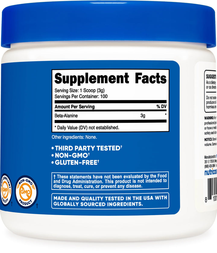 Beta Alanine Powder 300 Grams (10.7oz) - 3 Grams Per Serving