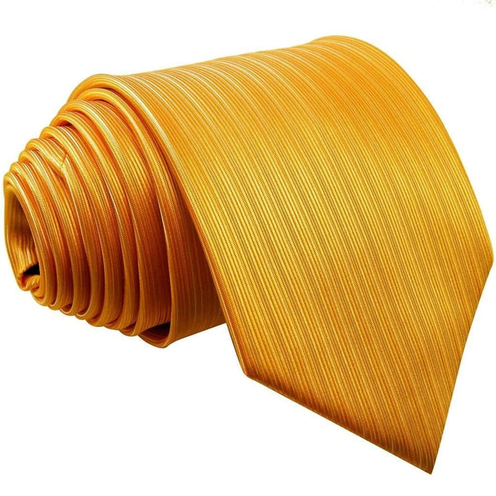 Executive Wardrobe Accessory, Handmade 100% Classic Silk Woven Solid Gold Men's Neck Tie, (3.4 Necktie) in gift box