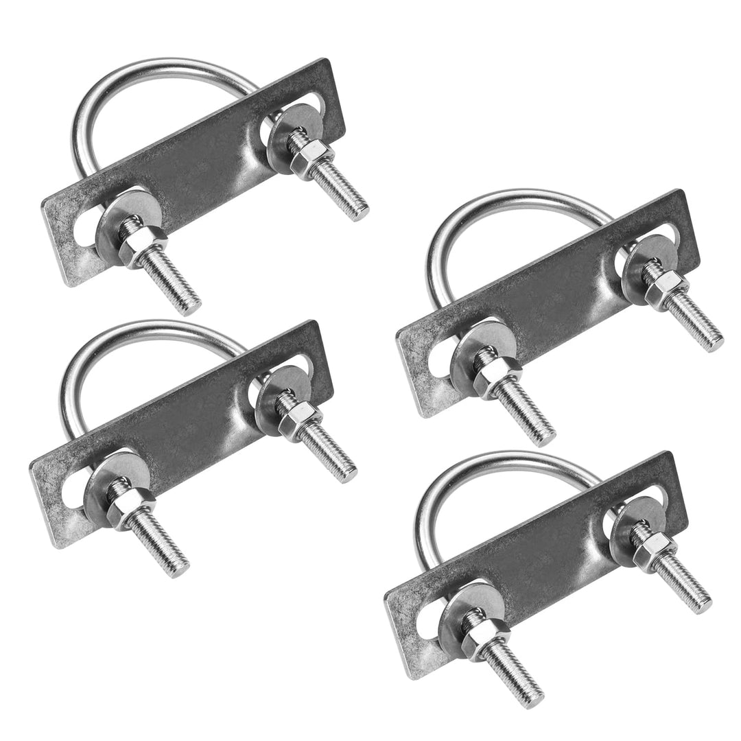 4Pcs M6 U Bolts, 0.2 Inner Width, 304 Stainless Steel Silver Square Bend U-Bolt with Nuts, Washers and Frame Plate